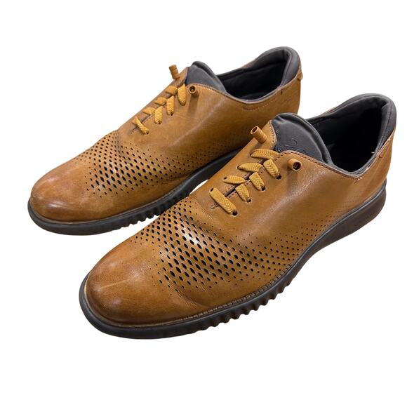 Cole Haan Men 2.ZeroGrand Lined Laser Wingtip Oxford Tan Leather Size 11M C25351